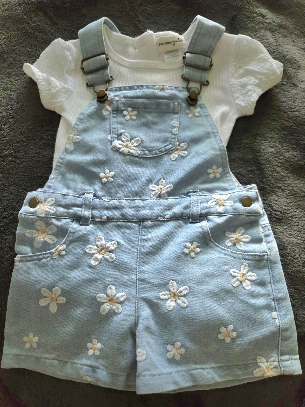24M Sincerely Jules 2 piece set soft denim shortalls